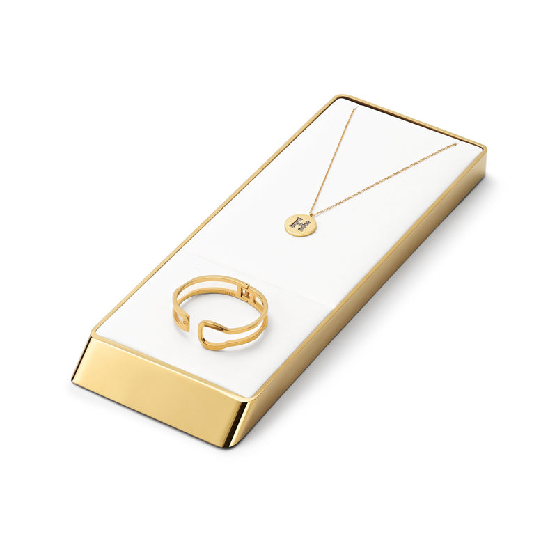 White PU Leather Metal Jewelry Display Stand