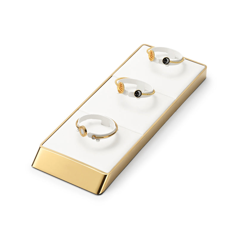 White PU Leather Metal Jewelry Display Stand
