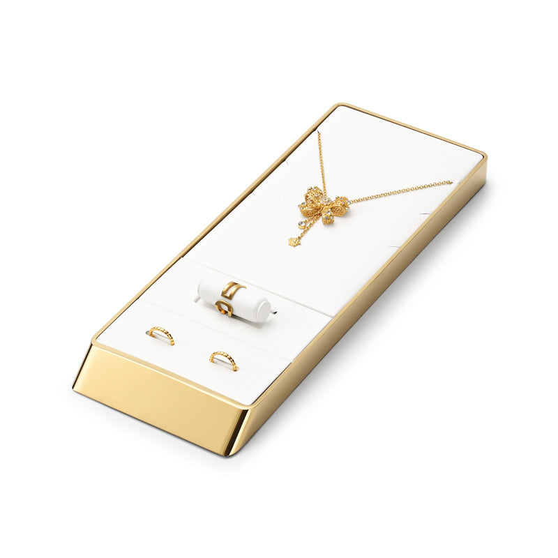 White PU Leather Metal Jewelry Display Stand