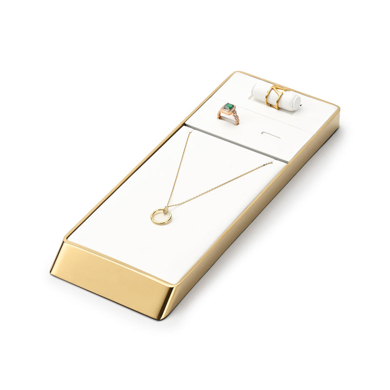 White PU Leather Metal Jewelry Display Stand