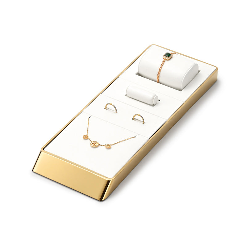 White PU Leather Metal Jewelry Display Stand