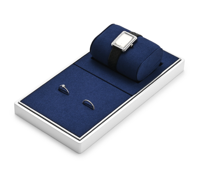 Blue Microfiber Jewelry Display Stand