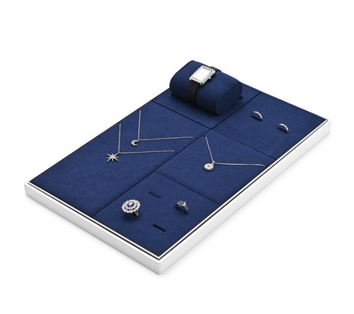 Blue Microfiber Jewelry Display Stand