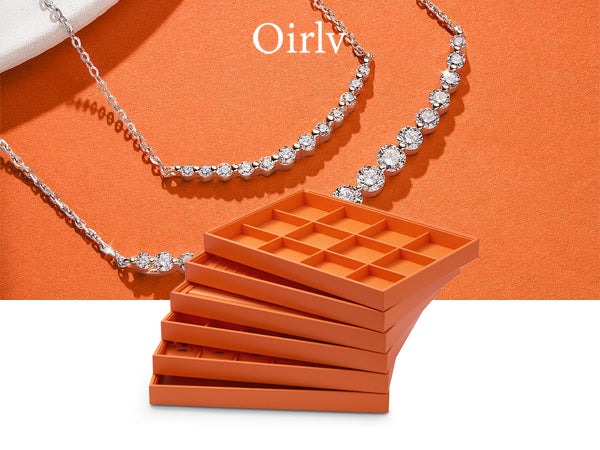 Orange PU Leather Stackable Jewelry Display Tray