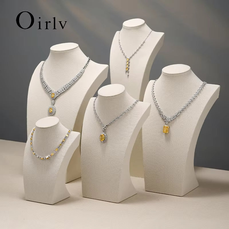 Linen Jewelry Display Bust