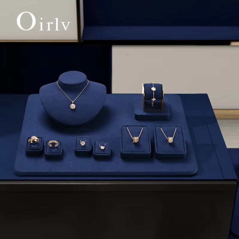 Blue Microfiber Jewelry Display Stand