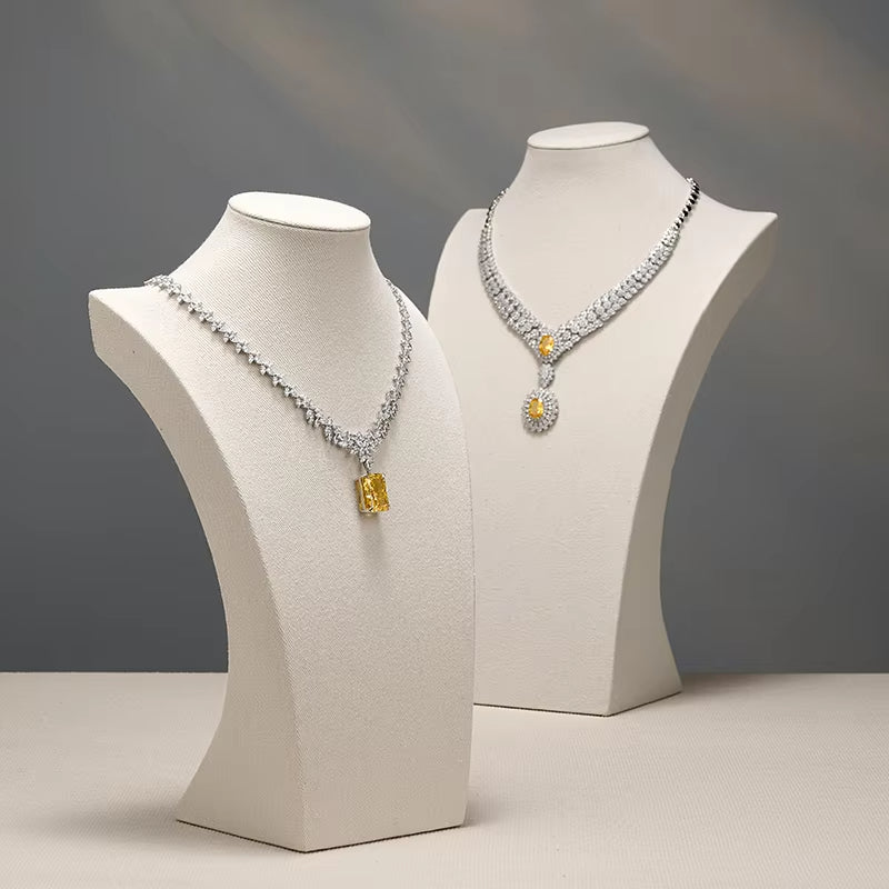 Linen Jewelry Display Bust