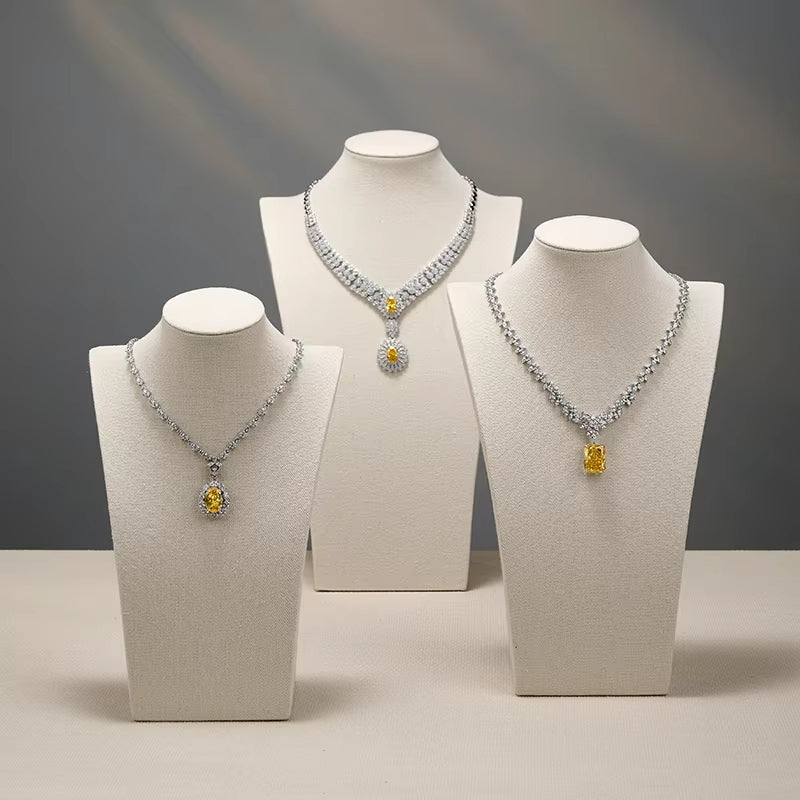 Linen Jewelry Display Bust