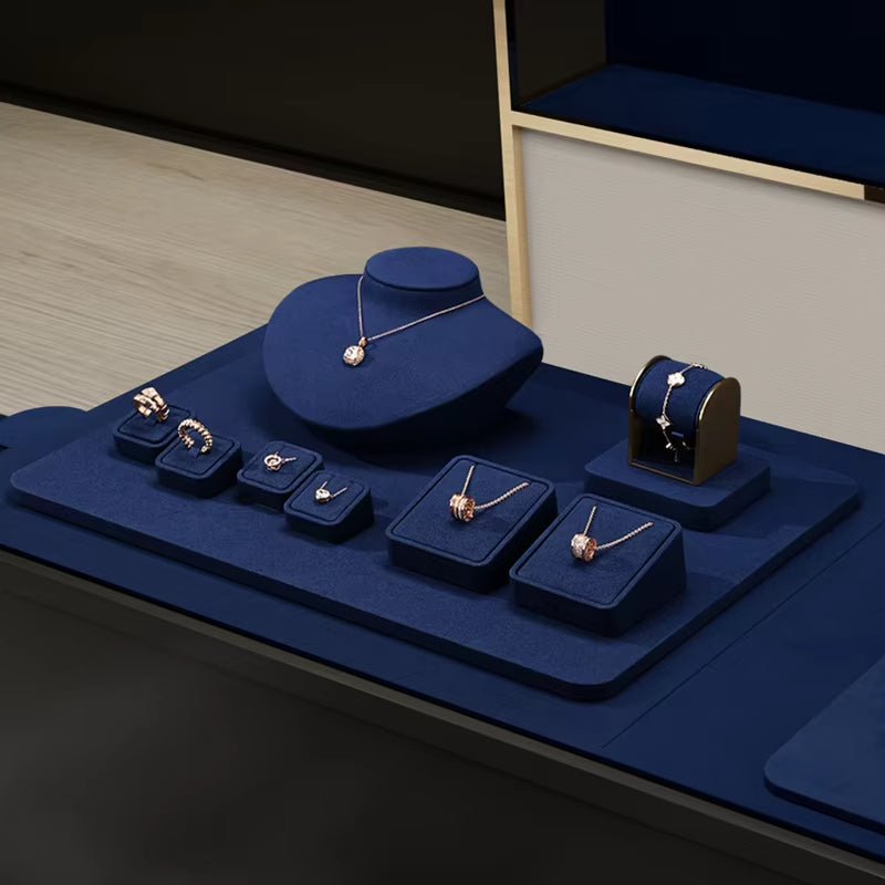 Blue Microfiber Jewelry Display Stand