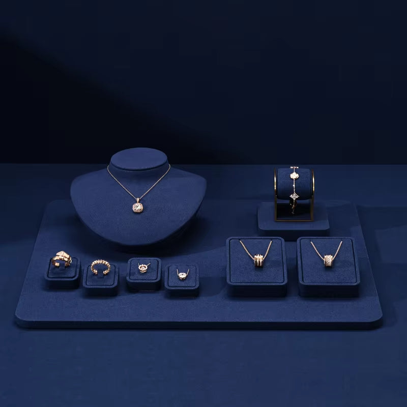 Blue Microfiber Jewelry Display Stand