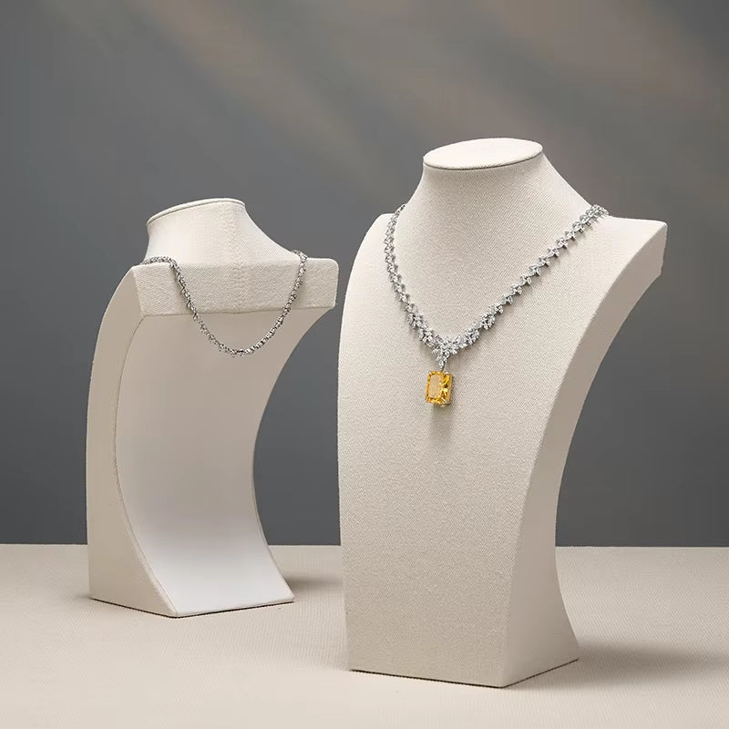 Linen Jewelry Display Bust