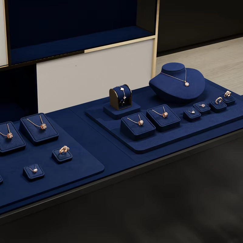 Blue Microfiber Jewelry Display Stand