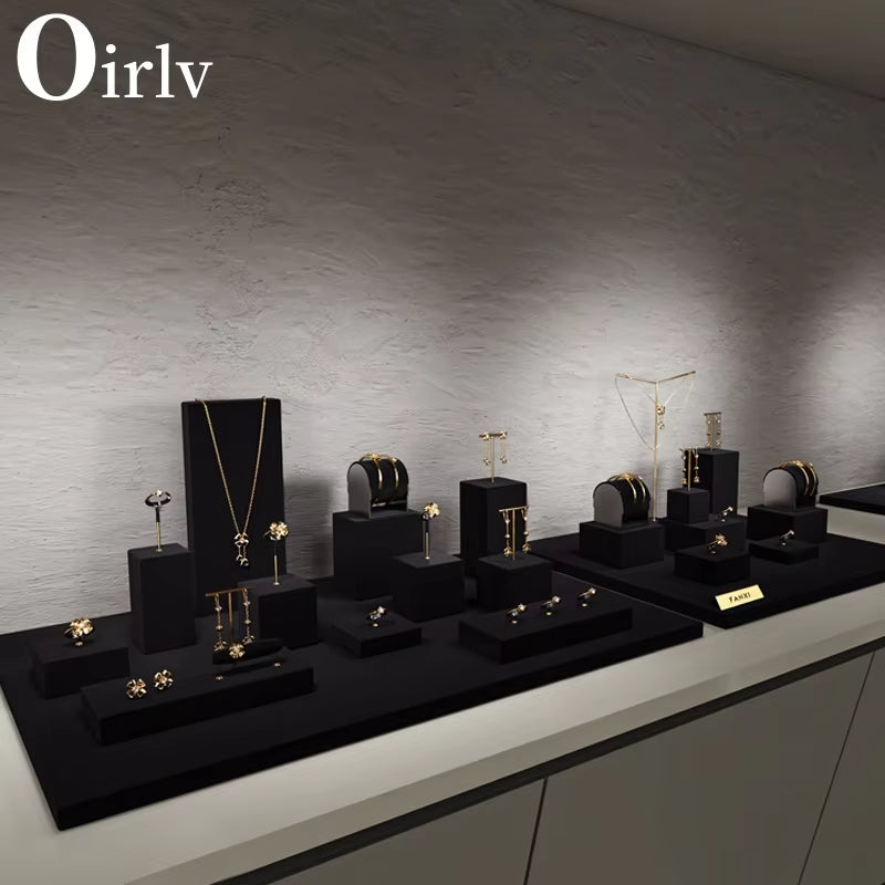 Black Microfiber Jewelry Display Set