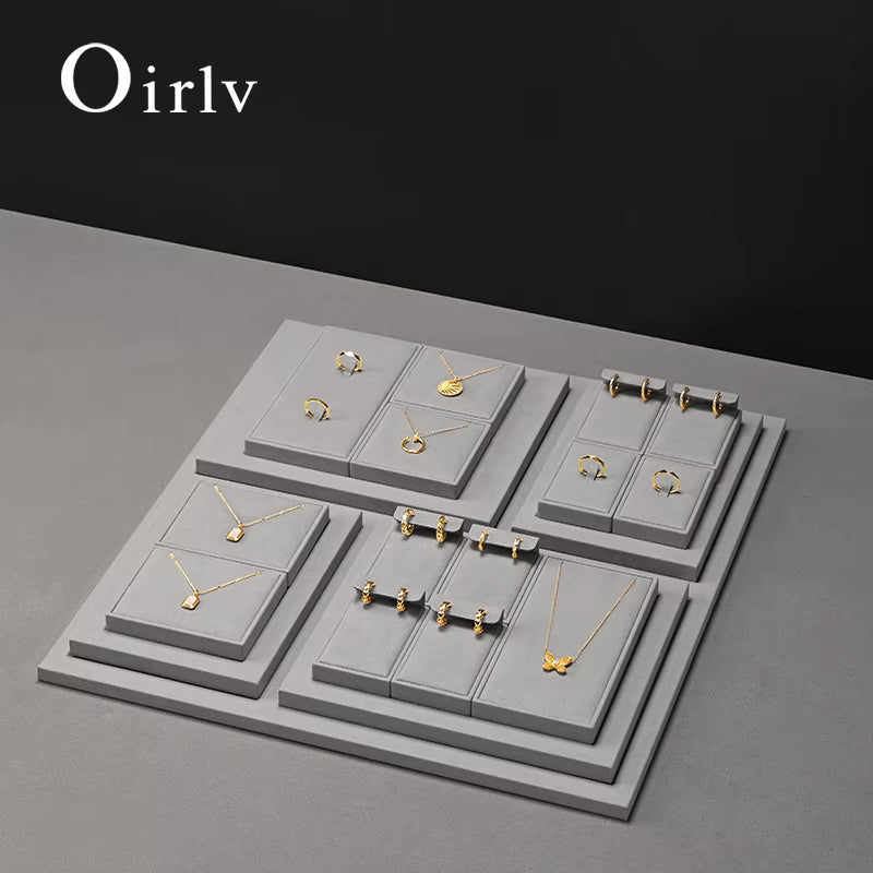 Gray Microfiber Jewelry Display Stand