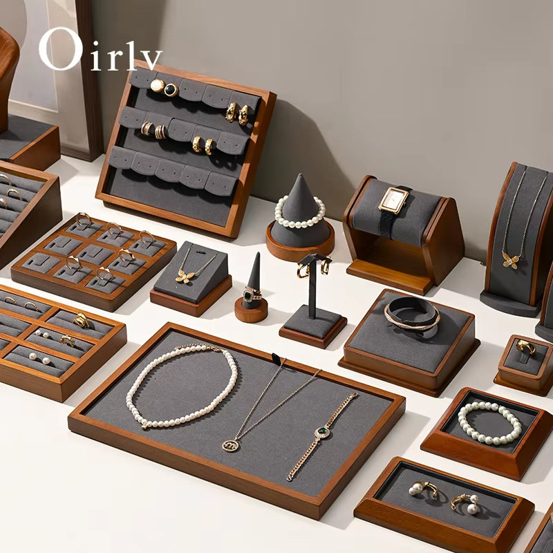 Gray Wooden Jewelry Display Stand