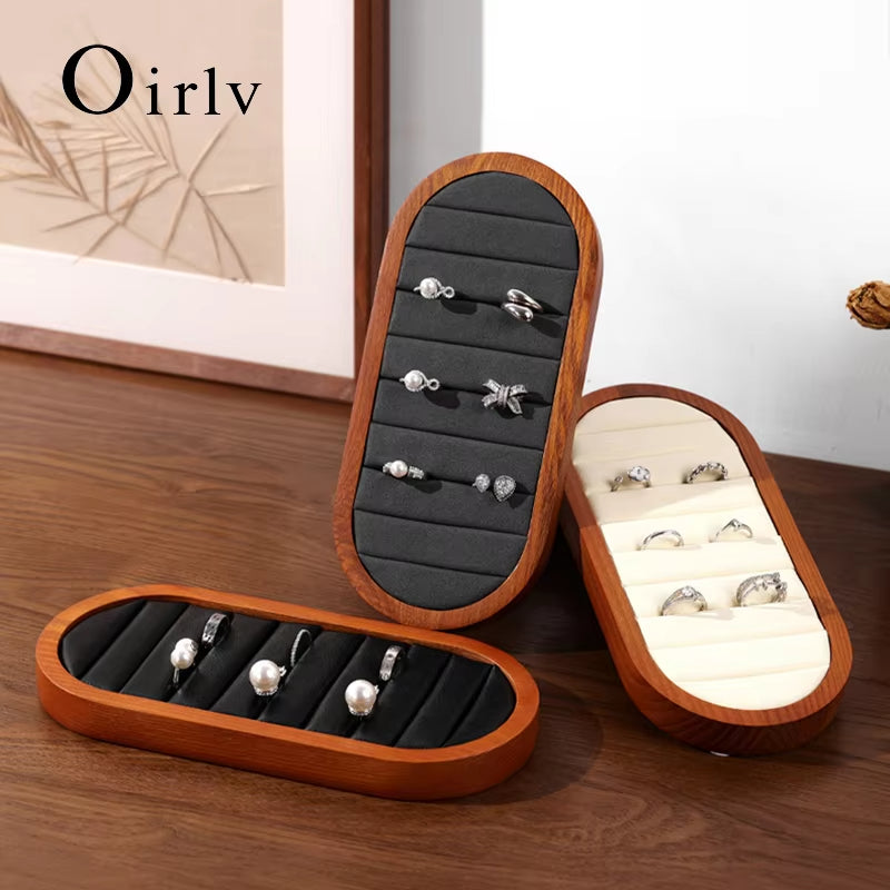 Microfiber Wooden Ring Display Stand
