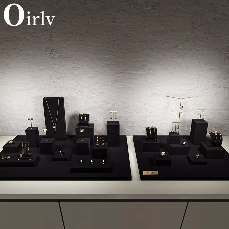 Black Microfiber Jewelry Display Set