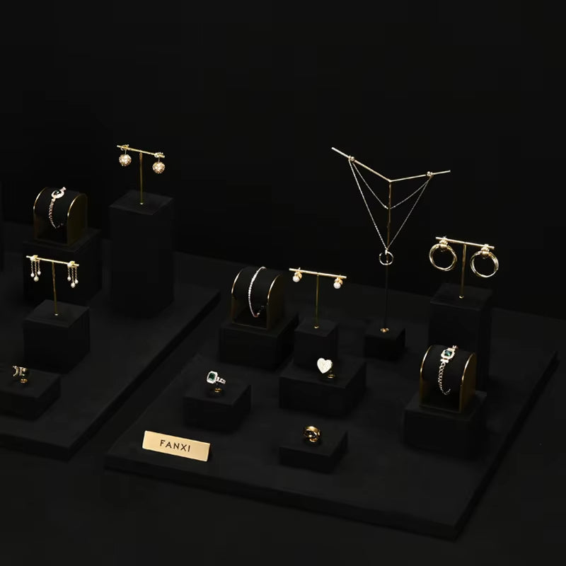 Black Microfiber Jewelry Display Set