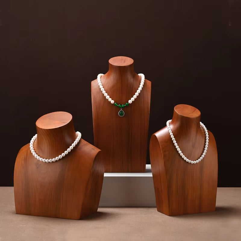 Wooden Jewelry Display Bust