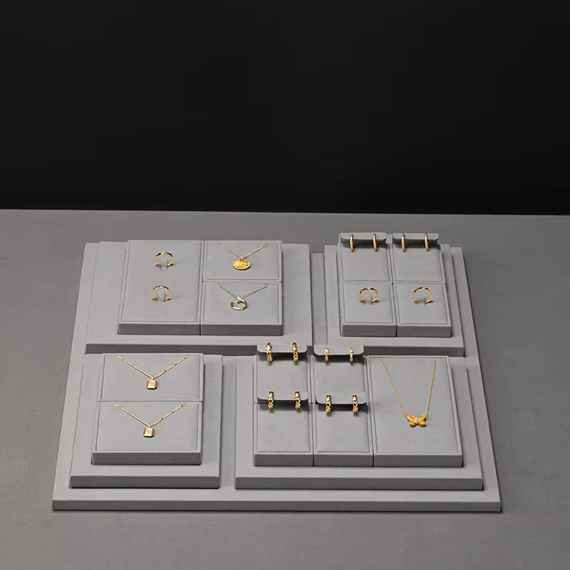 Gray Microfiber Jewelry Display Stand