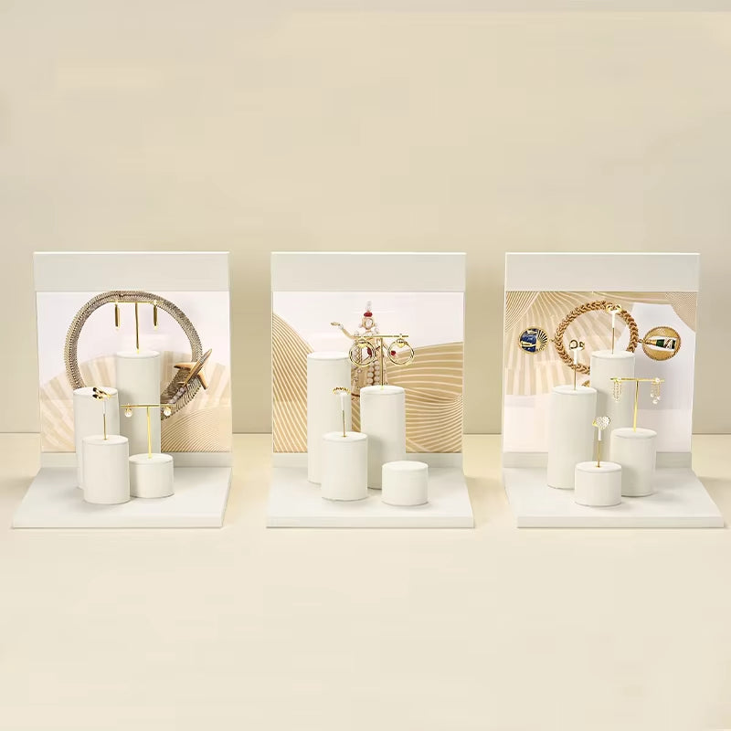 White PU Leather Jewelry Display Set