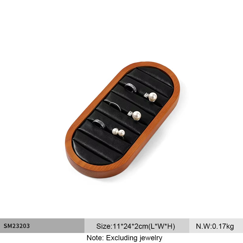 Microfiber Wooden Ring Display Stand