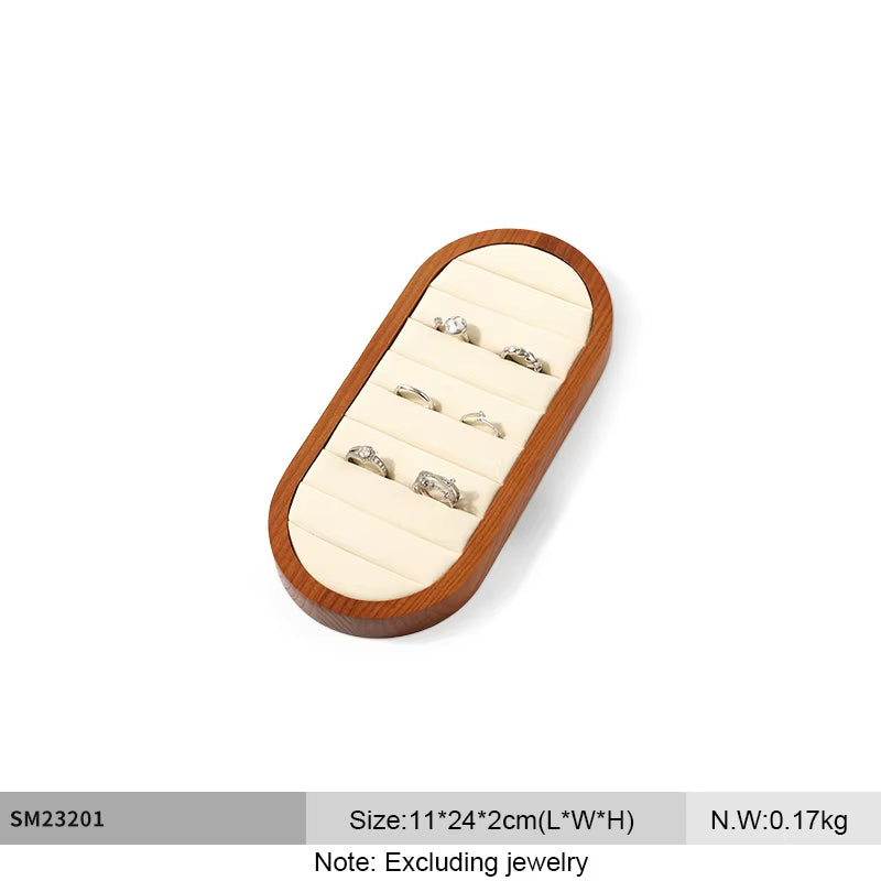 Microfiber Wooden Ring Display Stand