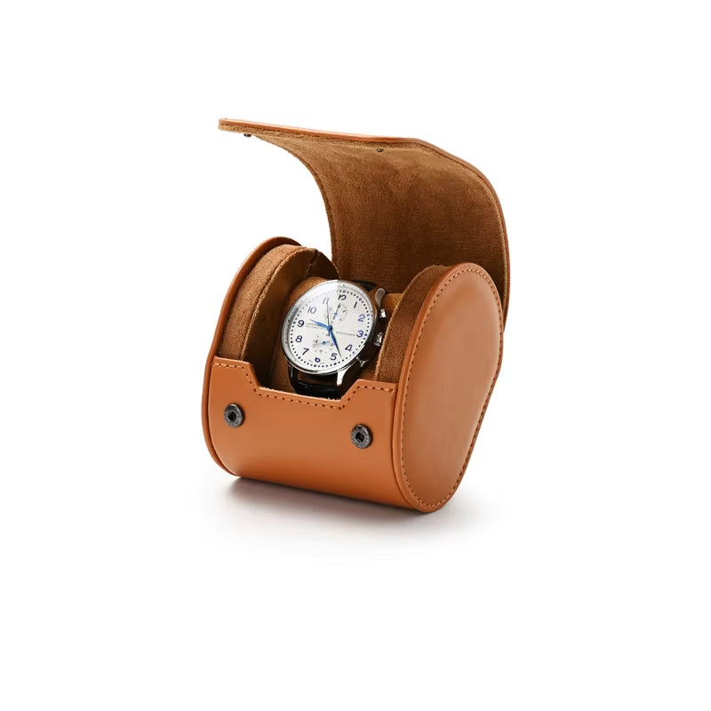 Brown PU Leather Velvet Watch Pouch