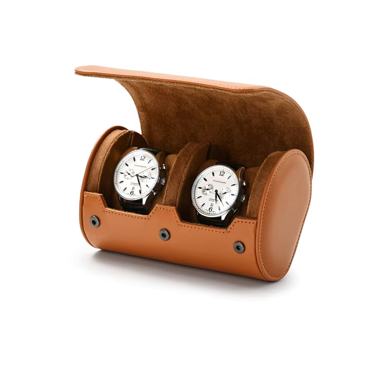 Brown PU Leather Velvet Watch Pouch