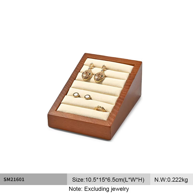 Microfiber Wooden Ring Display Stand