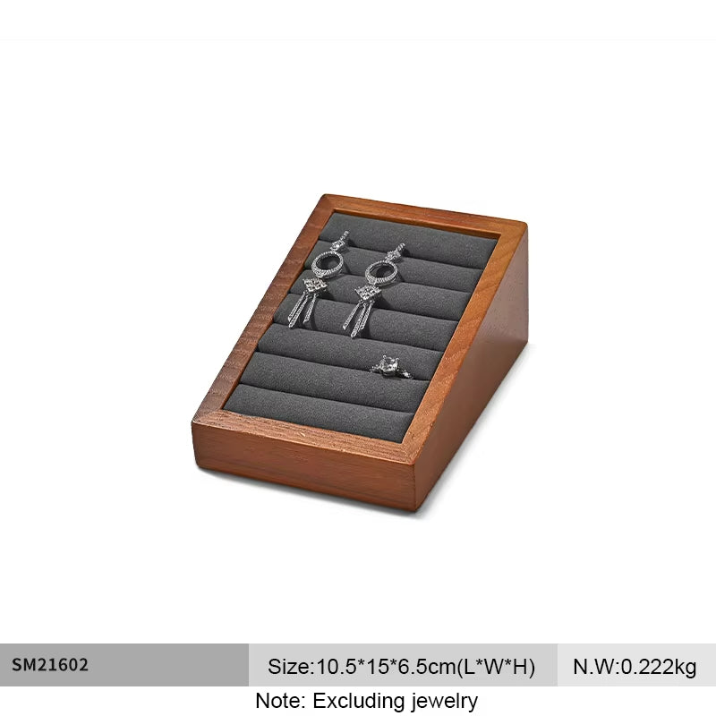 Microfiber Wooden Ring Display Stand