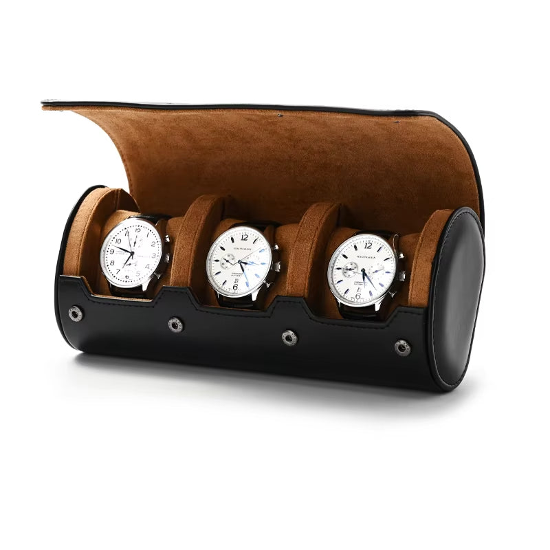 Brown PU Leather Velvet Watch Pouch