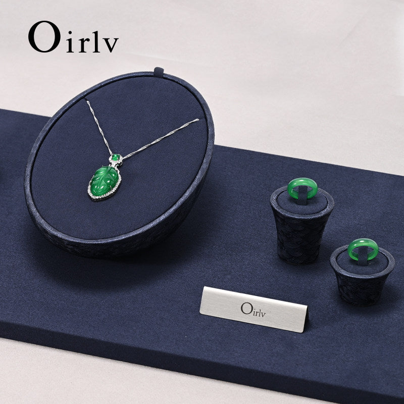 Blue Leather Microfiber Jewelry Display Set