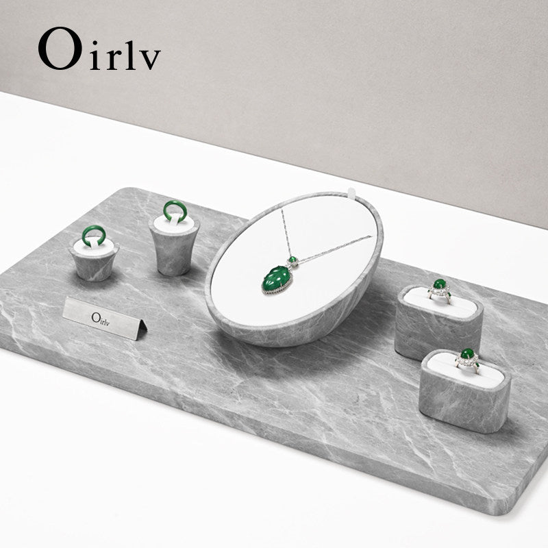 Gray Leather Jewelry Display Set