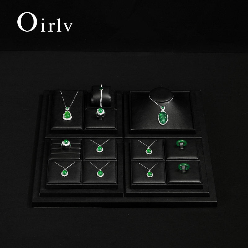 Black Leather Jewelry Display Set