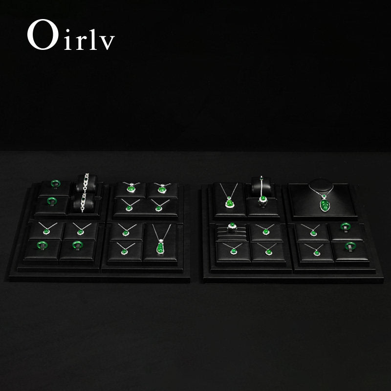Black Leather Jewelry Display Set