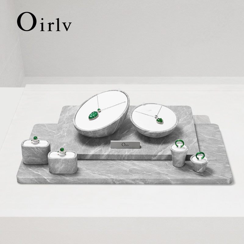 Gray Leather Jewelry Display Set
