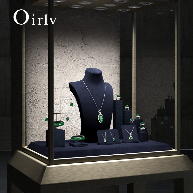 Blue Leather Microfiber Pendant Display Stand