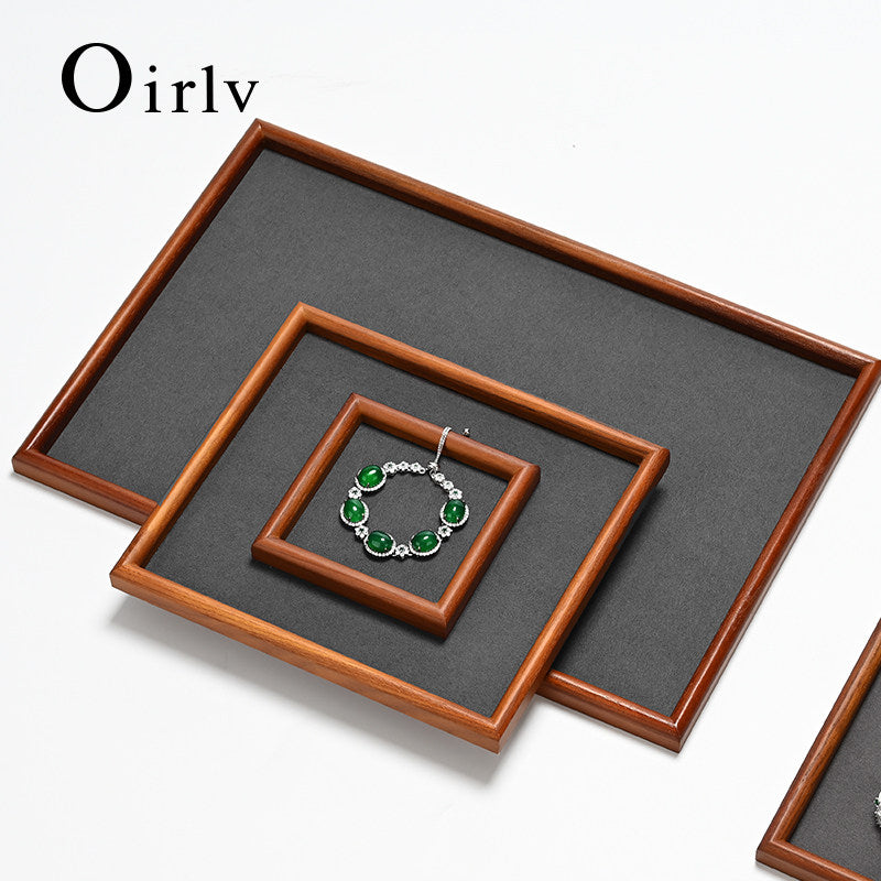 Gray Wooden Jewelry Display Tray