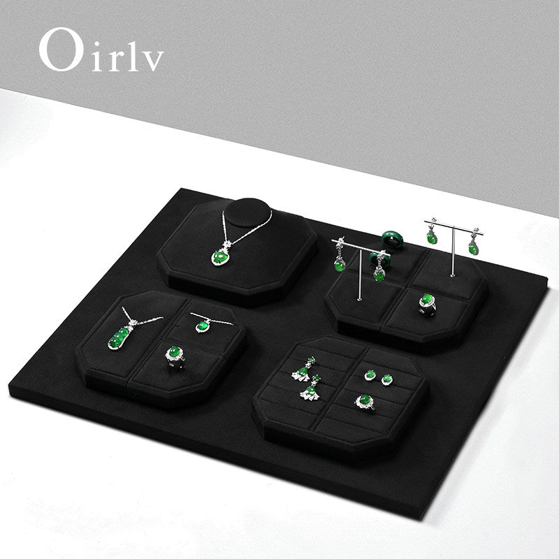 Black Microfiber Jewelry Display Set