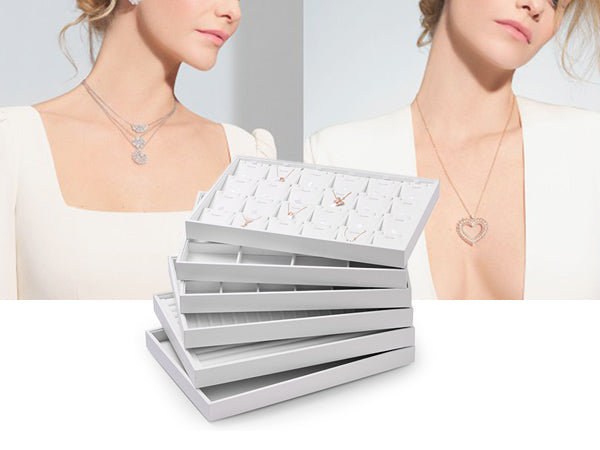 White PU Leather Stackable Jewelry Display Tray
