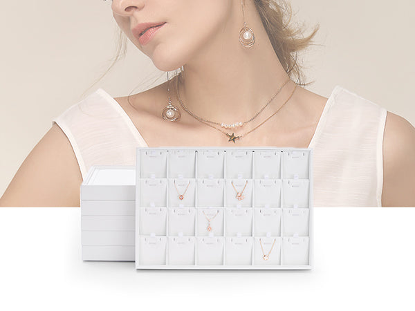 White PU Leather Stackable Jewelry Display Tray