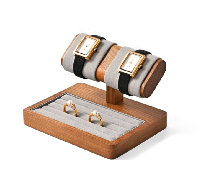 Gray Wooden Jewelry Display Stand