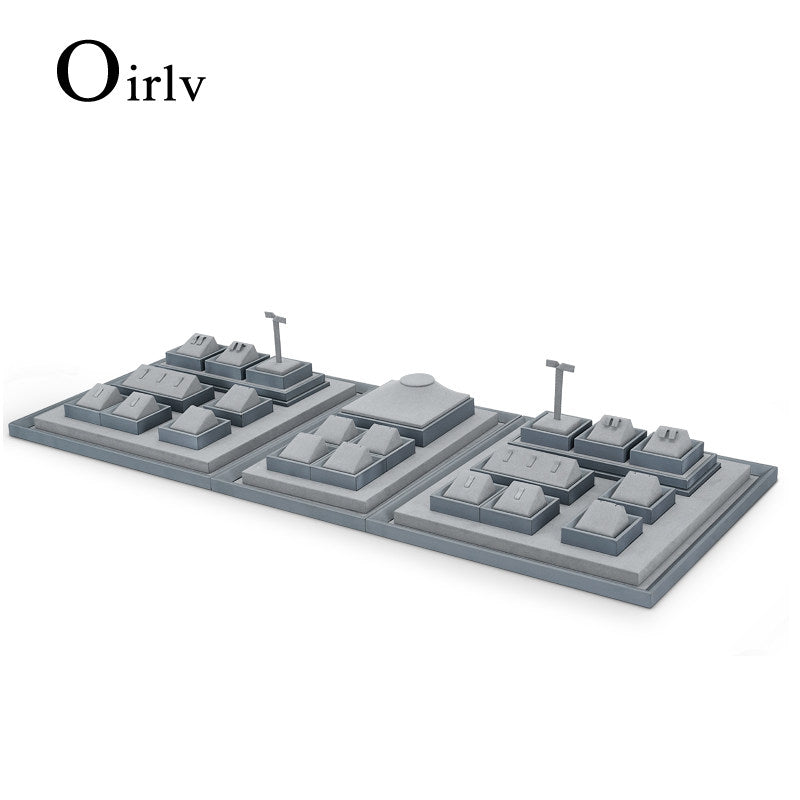 Gray Microfiber Jewelry Display Set