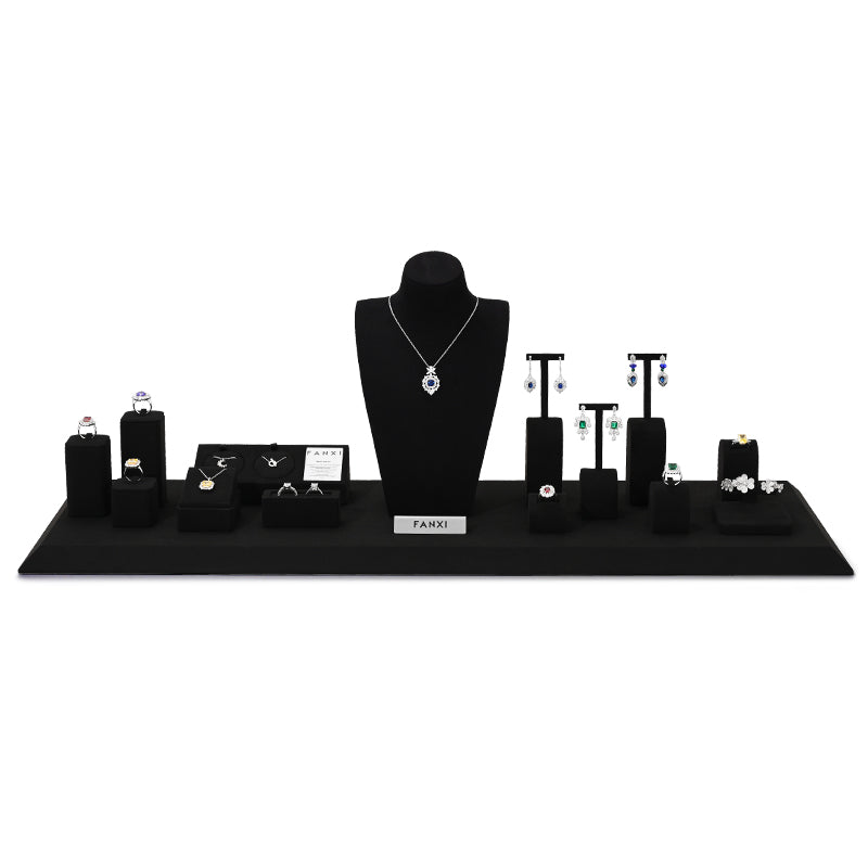 Black Microfiber Jewelry Display Set