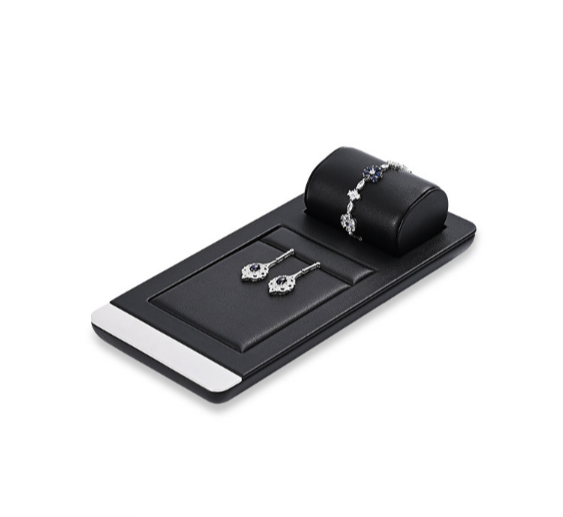 Black Leather Metal Jewelry Display Stand