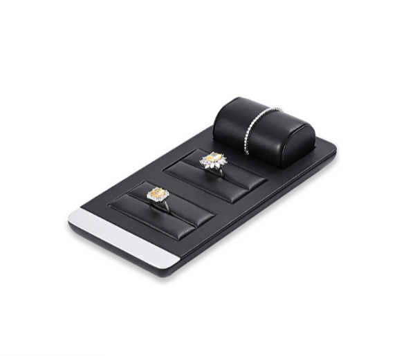Black Leather Metal Jewelry Display Stand