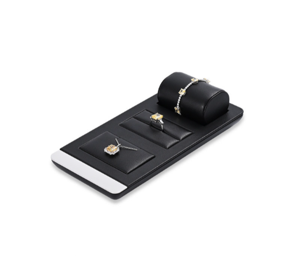 Black Leather Metal Jewelry Display Stand