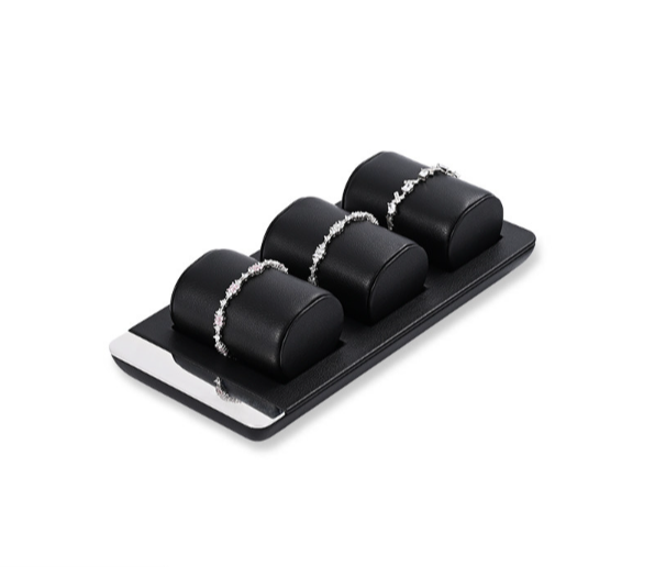 Black Leather Metal Jewelry Display Stand