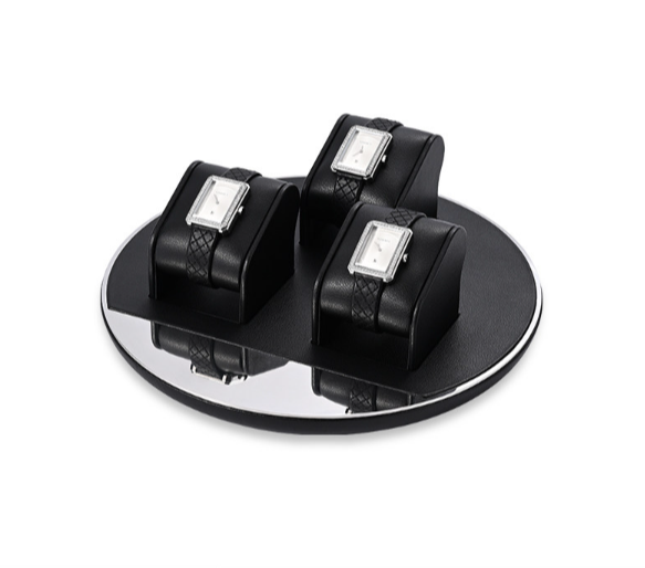 Black Leather Metal Jewelry Display Stand